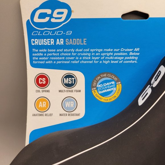 Cloud 9 Sunlite Bicycle Seat Cruiser Air Saddle Wide Black Unisex - Picture 2 of 10